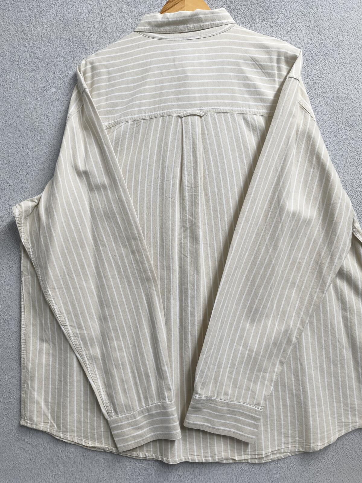 Vintage Chaps Striped Long Sleeve Shirt Beige White Men's Size XXXL Oversized