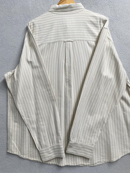 Vintage Chaps Striped Long Sleeve Shirt Beige White Men's Size XXXL Oversized