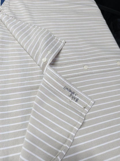 Vintage Chaps Striped Long Sleeve Shirt Beige White Men's Size XXXL Oversized