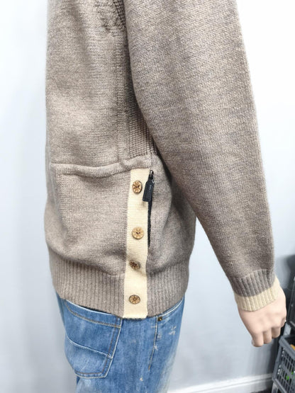 Vintage EEIEER Built In Heated Cable Knit Jumper Sweater Tan Beige Men Size Medium