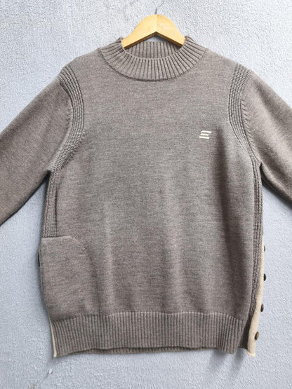 Vintage EEIEER Built In Heated Cable Knit Jumper Sweater Tan Beige Men Size Medium