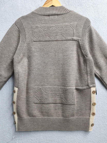Vintage EEIEER Built In Heated Cable Knit Jumper Sweater Tan Beige Men Size Medium