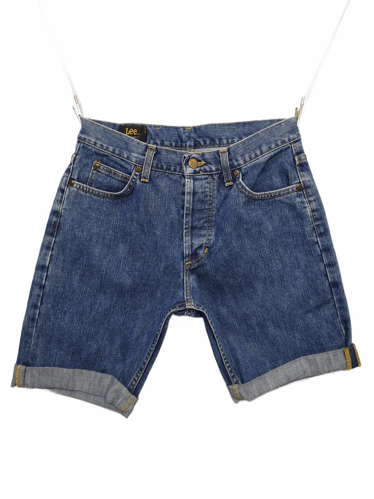 Vintage Lee Seattle Blue Denim Rolled Hem Shorts 90s Skater Grunge Jorts W30