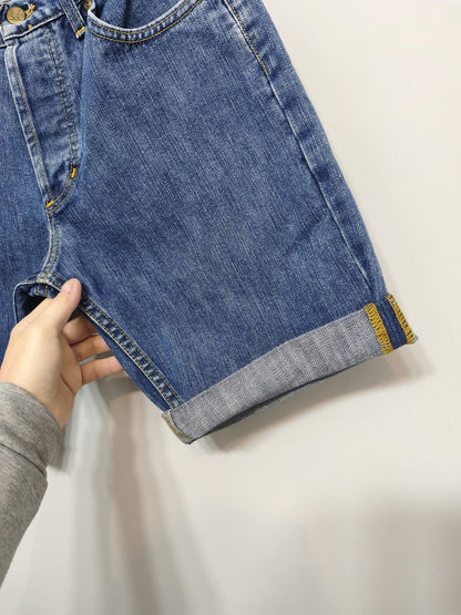 Vintage Lee Seattle Blue Denim Rolled Hem Shorts 90s Skater Grunge Jorts W30