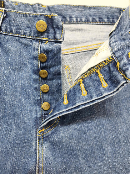 Vintage Lee Seattle Blue Denim Rolled Hem Shorts 90s Skater Grunge Jorts W30