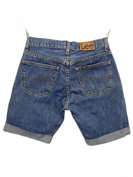 Vintage Lee Seattle Blue Denim Rolled Hem Shorts 90s Skater Grunge Jorts W30