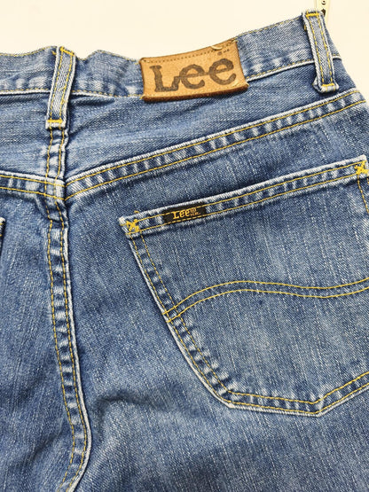 Vintage Lee Seattle Blue Denim Rolled Hem Shorts 90s Skater Grunge Jorts W30