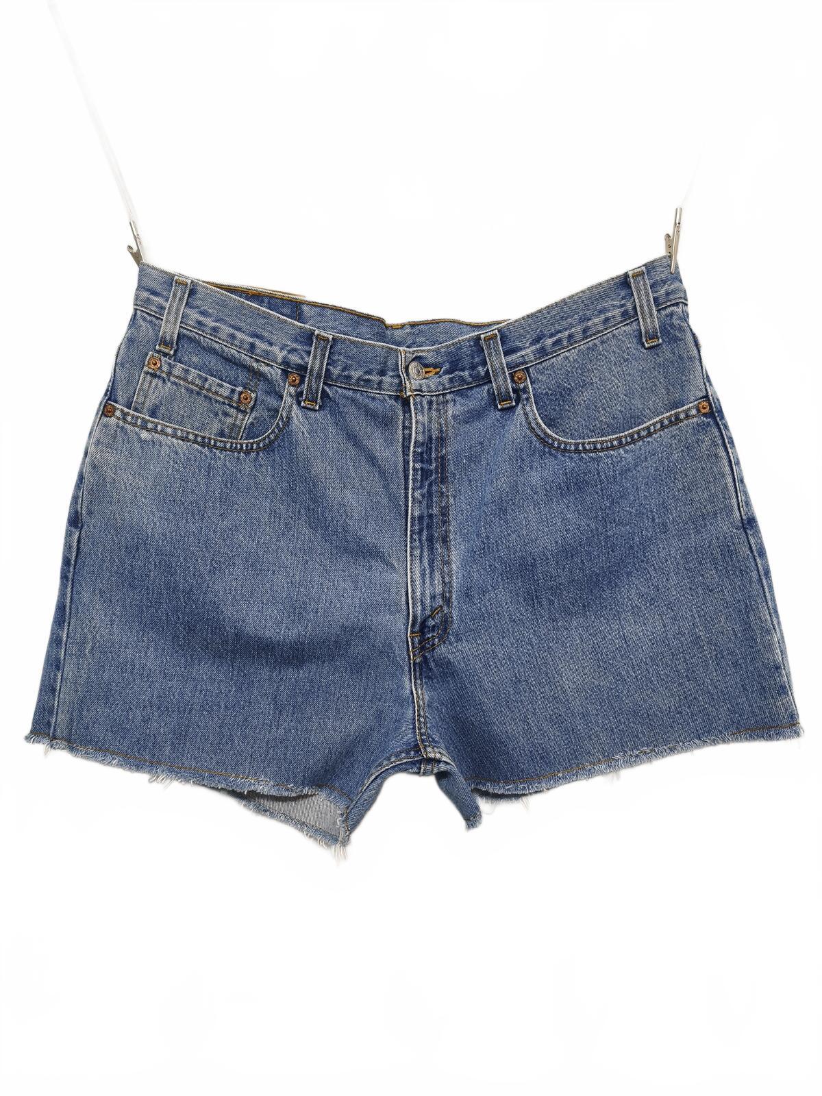 Vintage Levi's 550 Blue Stonewash Raw Hem Jorts Shorts Made in Canada W38