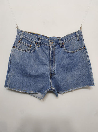 Vintage Levi's 550 Blue Stonewash Raw Hem Jorts Shorts Made in Canada W38