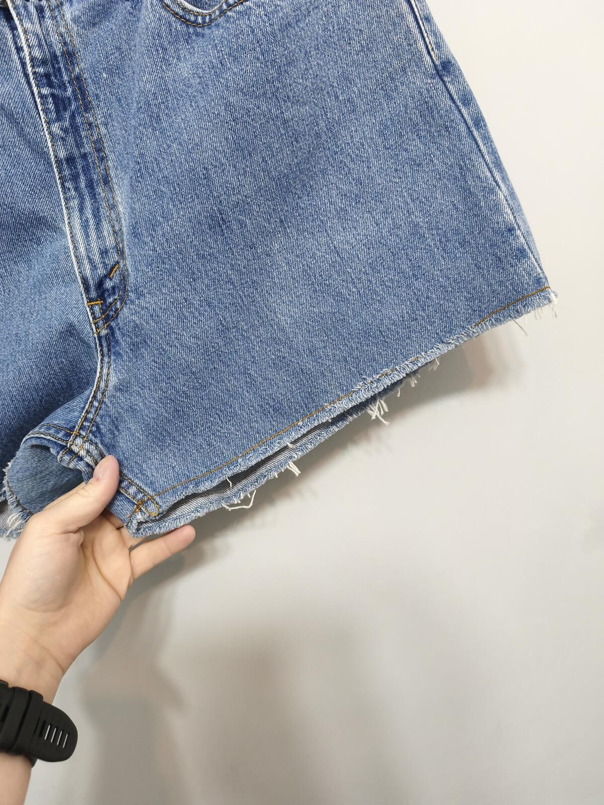 Vintage Levi's 550 Blue Stonewash Raw Hem Jorts Shorts Made in Canada W38