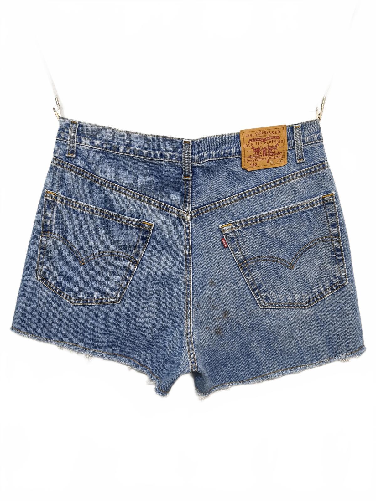 Vintage Levi's 550 Blue Stonewash Raw Hem Jorts Shorts Made in Canada W38