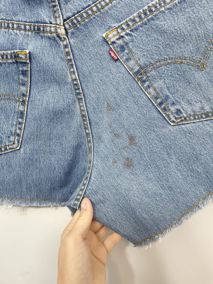 Vintage Levi's 550 Blue Stonewash Raw Hem Jorts Shorts Made in Canada W38