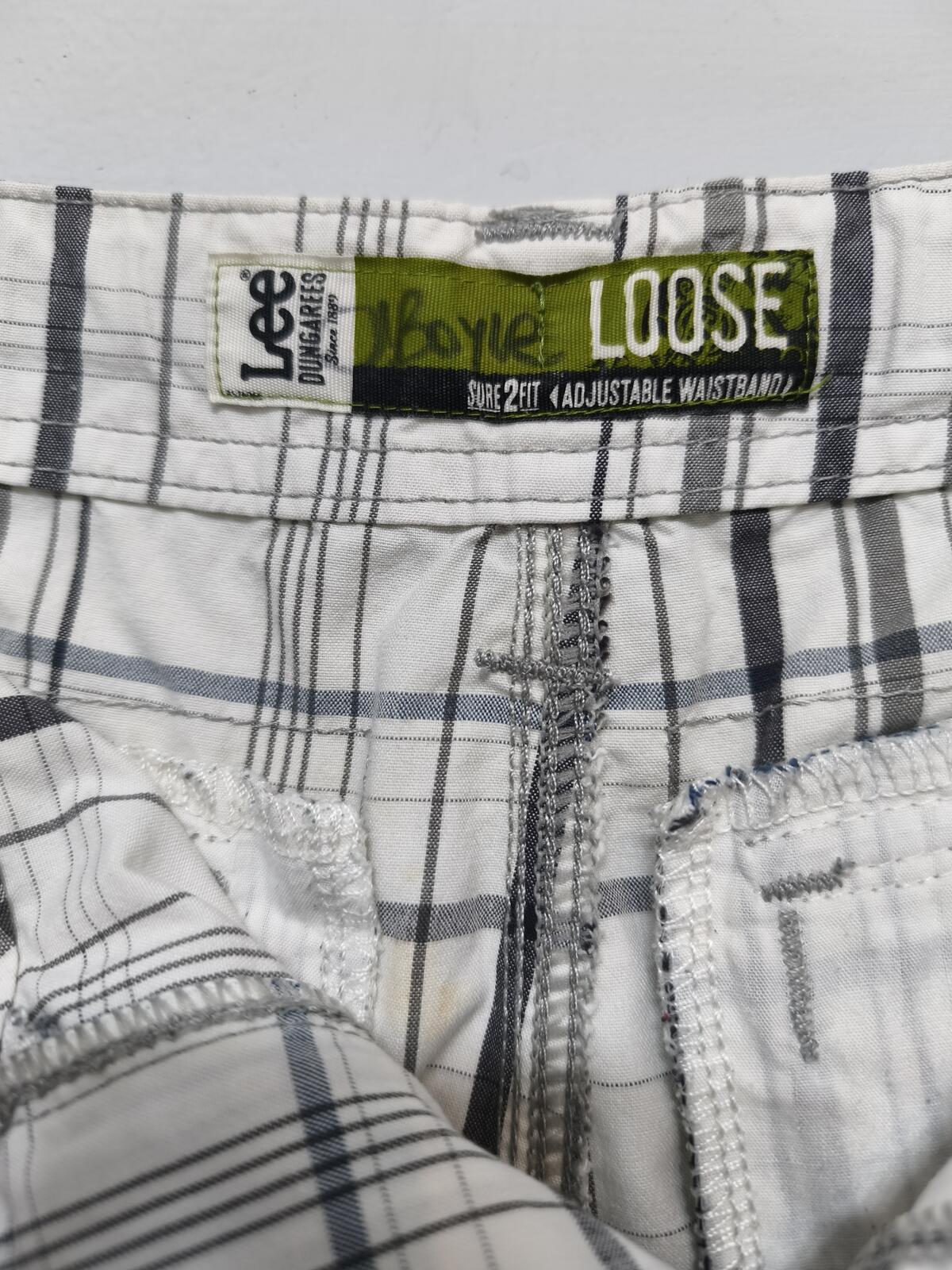 Vintage Lee Dungarees Shorts Black White Check 90s Skater Grunge Summer 30W
