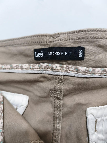 Vintage Lee Chino Shorts Khaki Tan Beige Midrise Comfort Stretch 40W