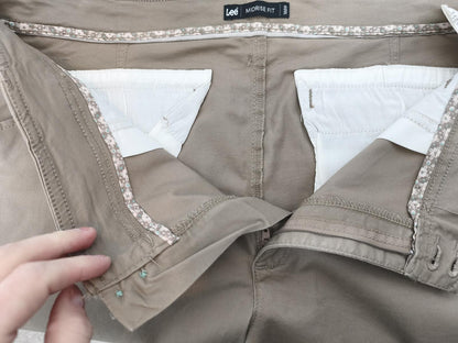 Vintage Lee Chino Shorts Khaki Tan Beige Midrise Comfort Stretch 40W