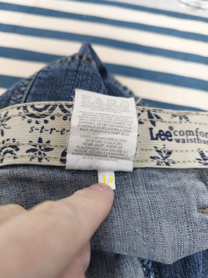 Vintage Lee Comfort Waistband Capri Shorts Navy 3/4 Cargo Y2K Utility 30W