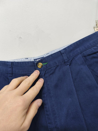 Vintage Tommy Hilfiger Pleated Chino Shorts Navy Blue 90s Old Money 30W Rare