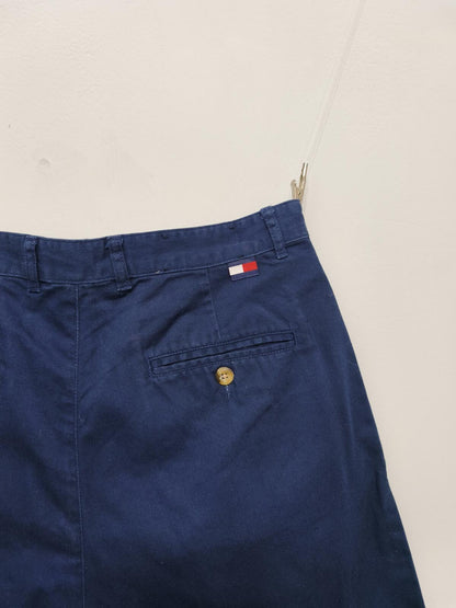 Vintage Tommy Hilfiger Pleated Chino Shorts Navy Blue 90s Old Money 30W Rare