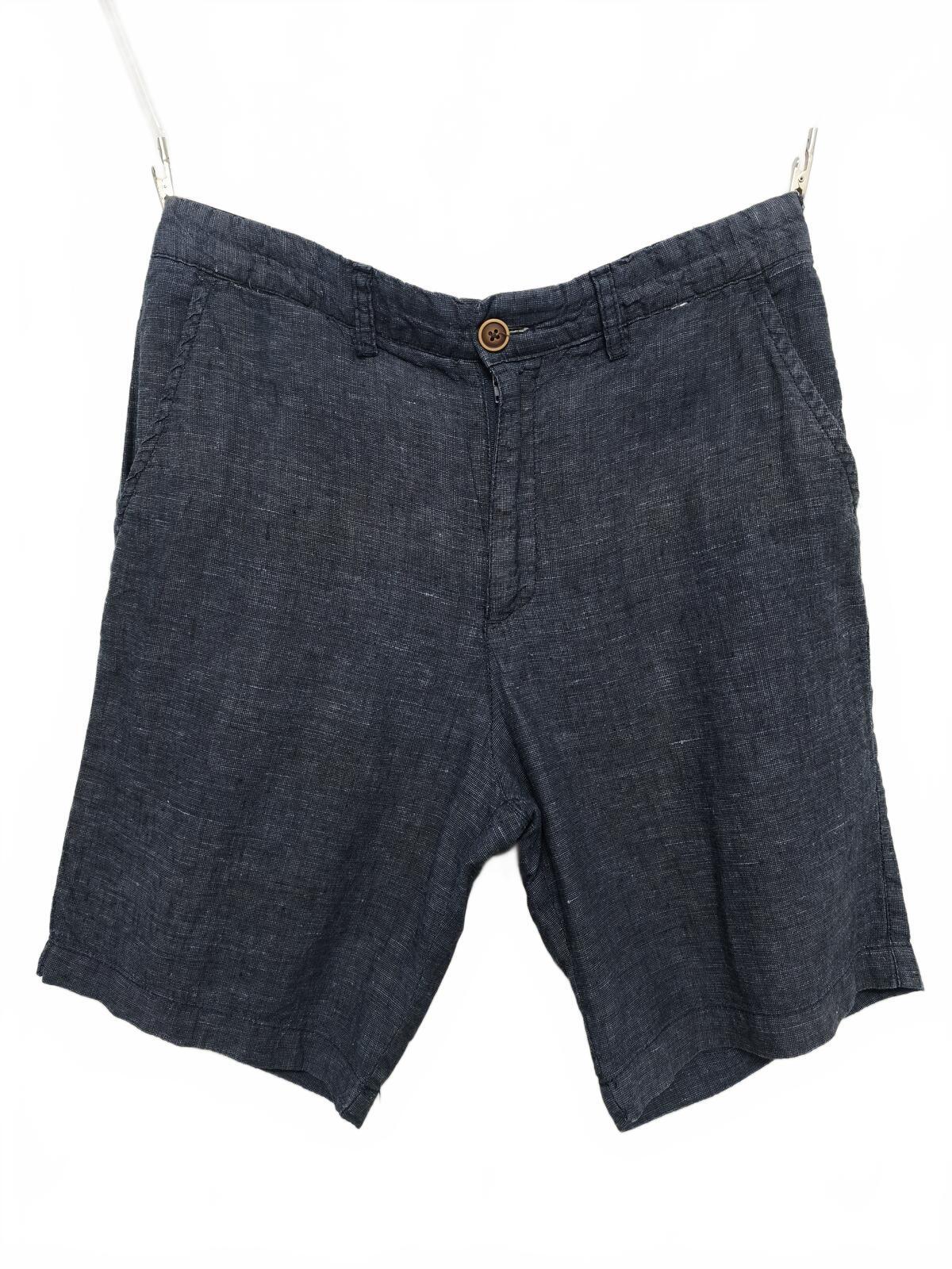 Vintage Denim & Co Navy Blue Linen Blend Chino Shorts Summer Preppy Casual W30