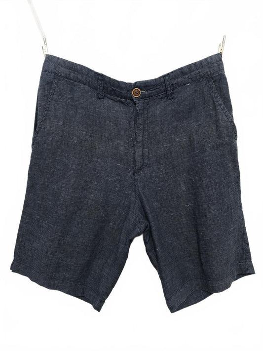 Vintage Denim & Co Navy Blue Linen Blend Chino Shorts Summer Preppy Casual W30