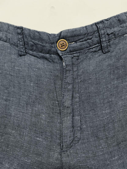 Vintage Denim & Co Navy Blue Linen Blend Chino Shorts Summer Preppy Casual W30