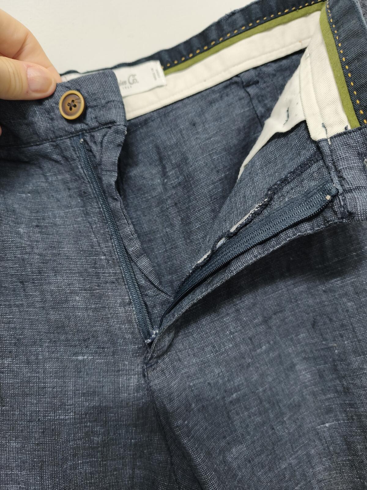 Vintage Denim & Co Navy Blue Linen Blend Chino Shorts Summer Preppy Casual W30