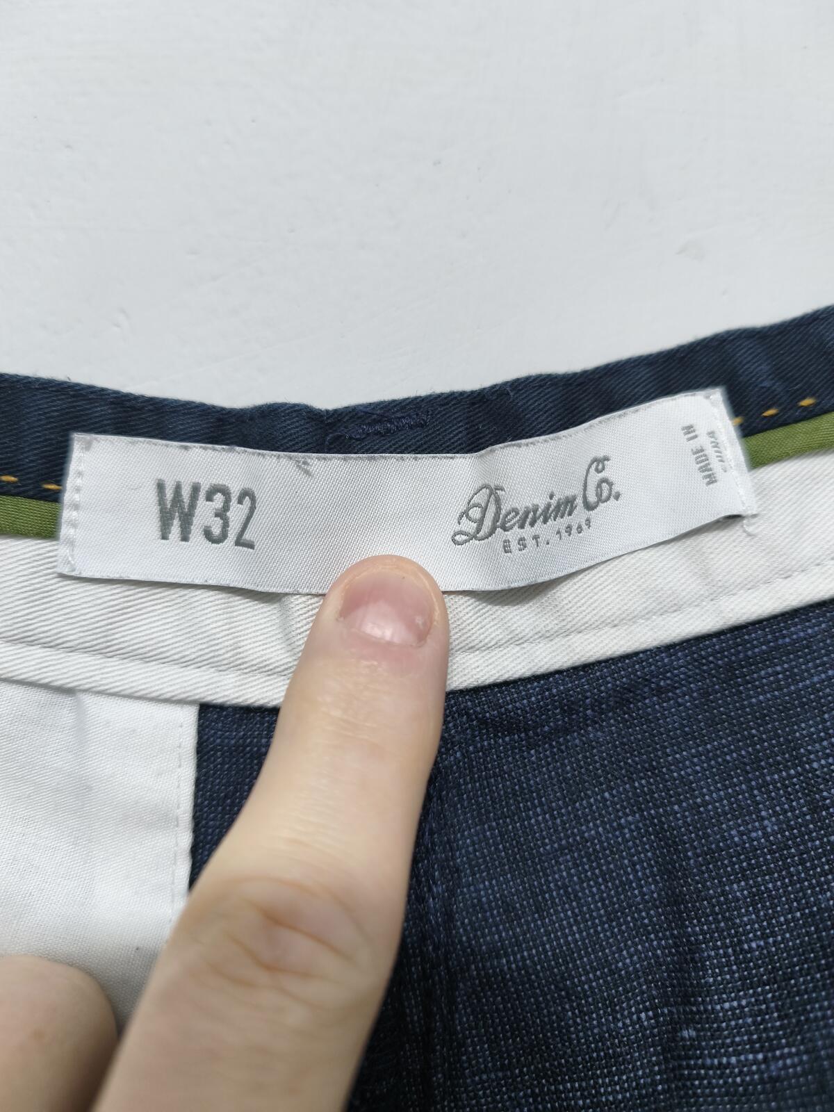 Vintage Denim & Co Navy Blue Linen Blend Chino Shorts Summer Preppy Casual W30