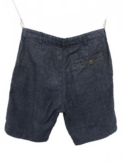 Vintage Denim & Co Navy Blue Linen Blend Chino Shorts Summer Preppy Casual W30
