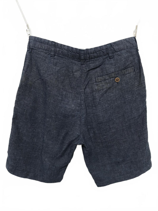 Vintage Denim & Co Navy Blue Linen Blend Chino Shorts Summer Preppy Casual W30
