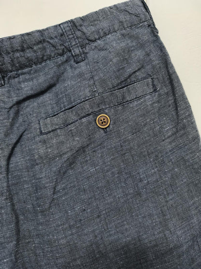Vintage Denim & Co Navy Blue Linen Blend Chino Shorts Summer Preppy Casual W30