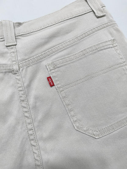 Vintage Levis Womens Beige Denim Shorts W32 90s Indie Retro Clean Girl Summer