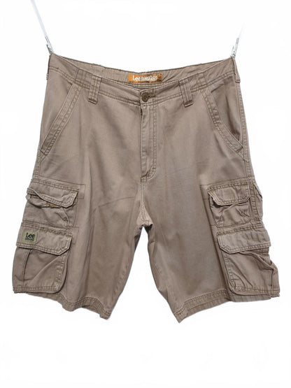 Vintage Lee Dungarees Tan Beige Cargo Utility Shorts 90s Skater Workwear W34
