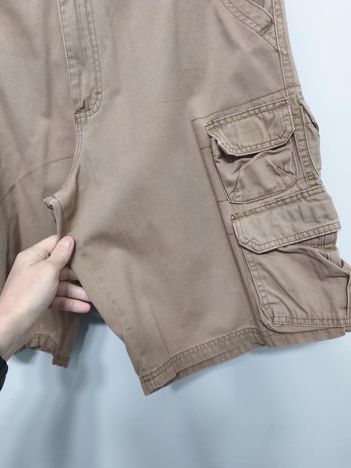 Vintage Lee Dungarees Tan Beige Cargo Utility Shorts 90s Skater Workwear W34