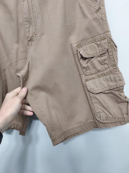 Vintage Lee Dungarees Tan Beige Cargo Utility Shorts 90s Skater Workwear W34