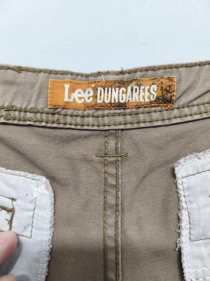 Vintage Lee Dungarees Tan Beige Cargo Utility Shorts 90s Skater Workwear W34