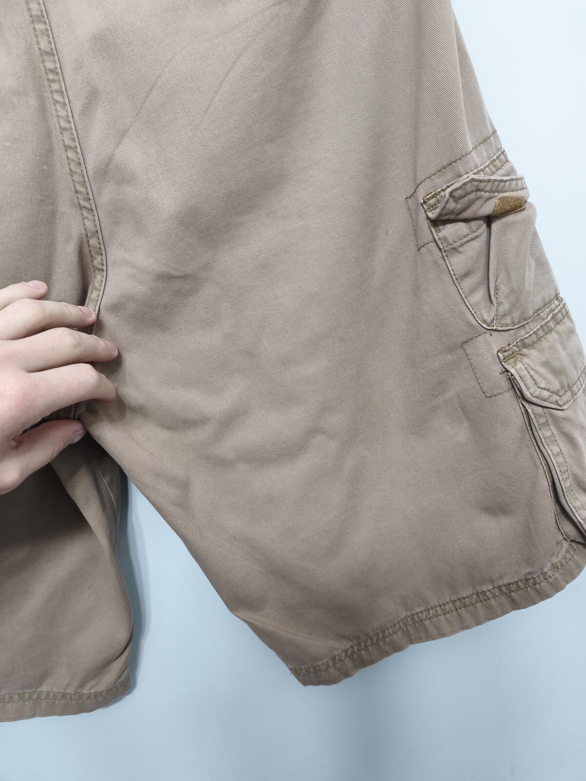 Vintage Lee Dungarees Tan Beige Cargo Utility Shorts 90s Skater Workwear W34