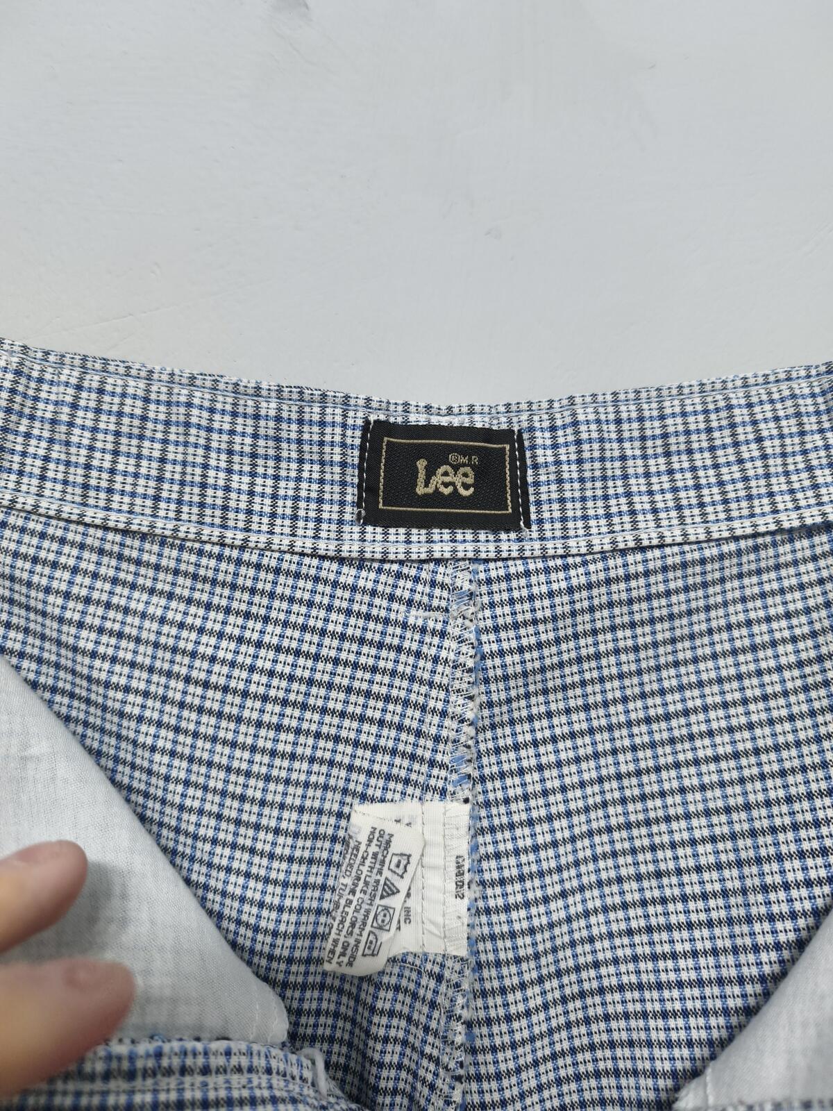 Vintage Lee Shorts Blue White Micro Check 90s Coastal Old Money Summer 36W