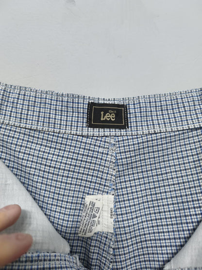 Vintage Lee Shorts Blue White Micro Check 90s Coastal Old Money Summer 36W