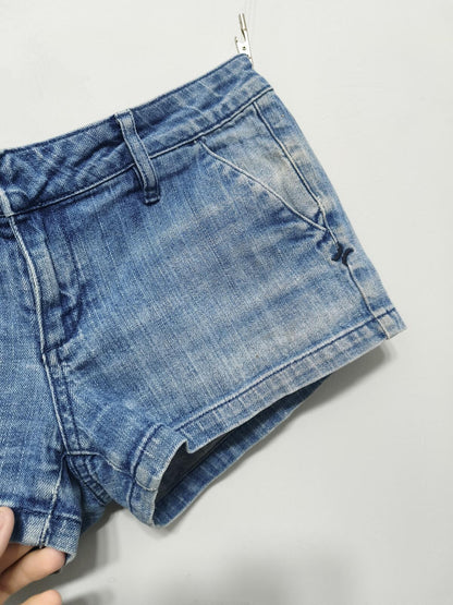 Vintage Hurley Lowrider Light Wash Blue Denim Summer Skater Jorts Shorts W32
