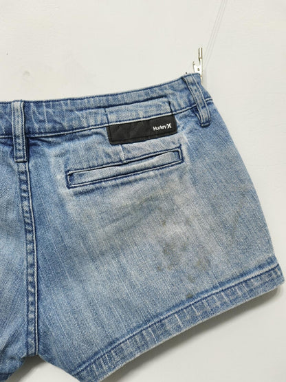 Vintage Hurley Lowrider Light Wash Blue Denim Summer Skater Jorts Shorts W32