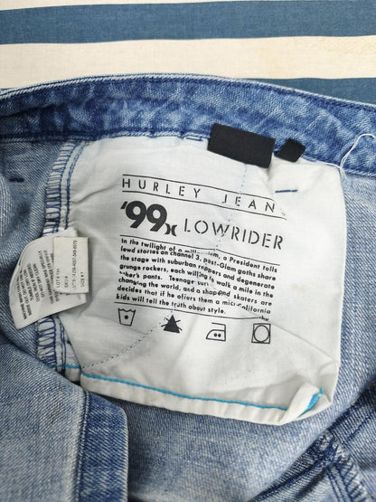 Vintage Hurley Lowrider Light Wash Blue Denim Summer Skater Jorts Shorts W32