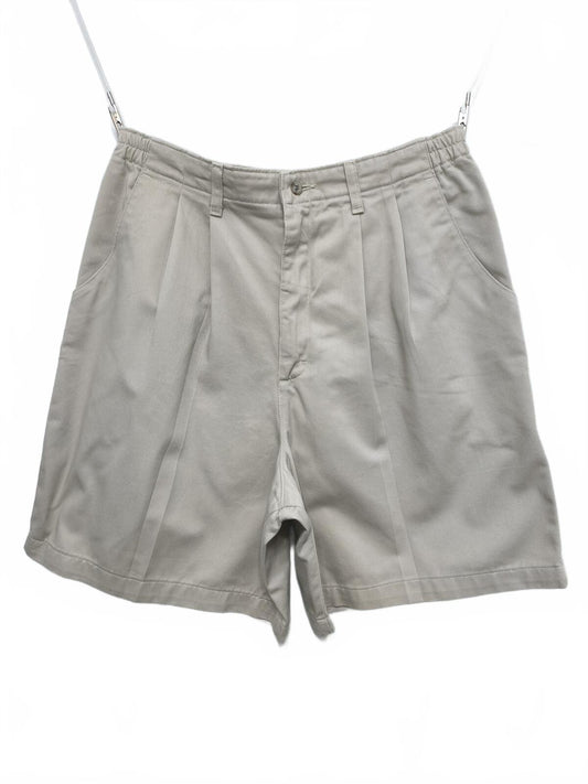 Vintage Lee Pleated Chino Shorts Stone Beige Elastic Waist Dadcore 32W
