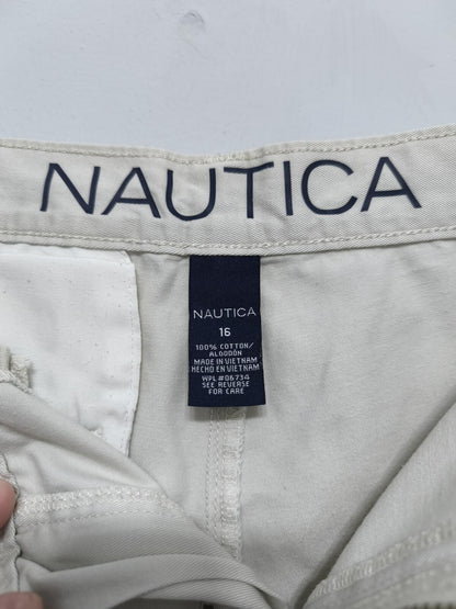 Vintage Nautica Chino Shorts Cream 90s Coastal Old Money Summer Preppy 28W