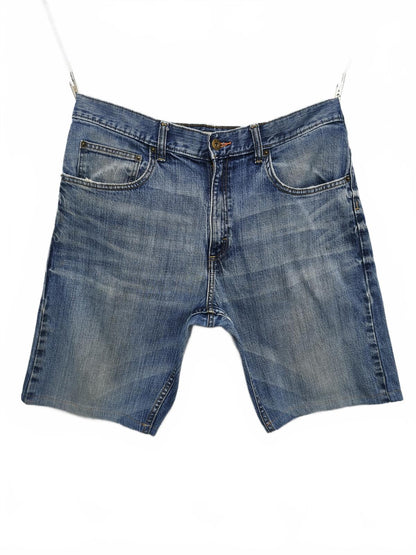 Vintage Lee Modern Series Blue Stonewash Raw Hem Jorts Shorts 90s Grunge W38