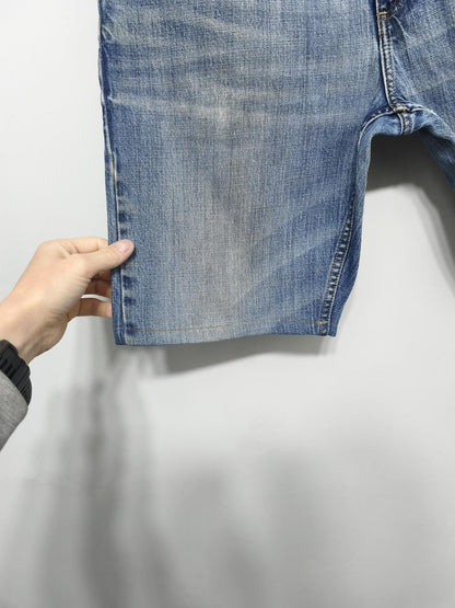 Vintage Lee Modern Series Blue Stonewash Raw Hem Jorts Shorts 90s Grunge W38