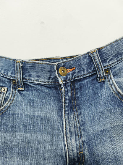Vintage Lee Modern Series Blue Stonewash Raw Hem Jorts Shorts 90s Grunge W38