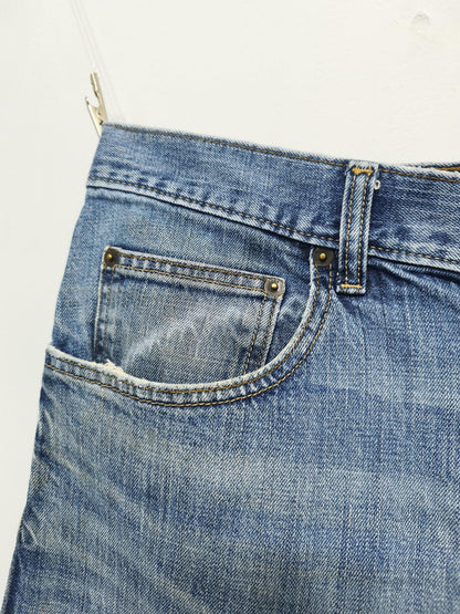 Vintage Lee Modern Series Blue Stonewash Raw Hem Jorts Shorts 90s Grunge W38