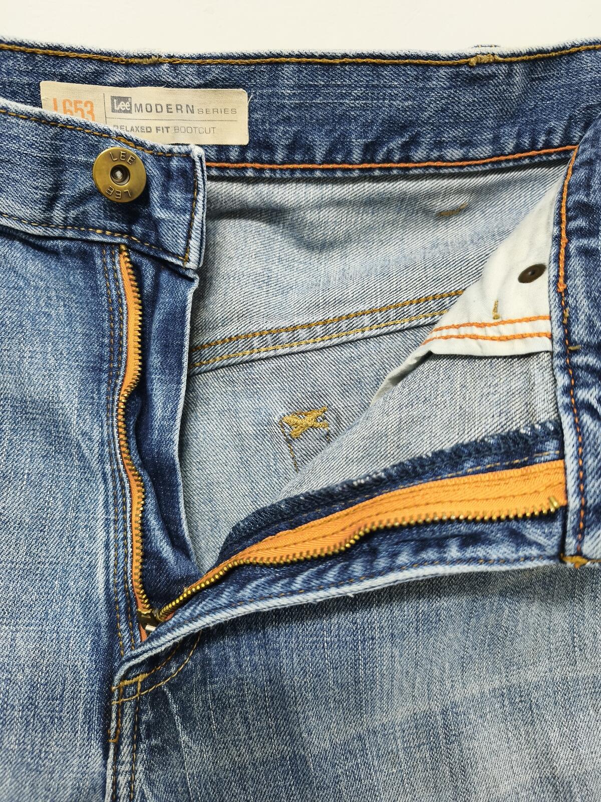 Vintage Lee Modern Series Blue Stonewash Raw Hem Jorts Shorts 90s Grunge W38