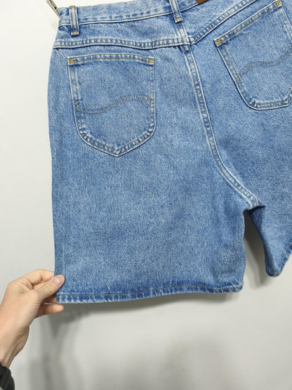 Vintage Lee Original Blue Denim High Waisted Mom Shorts 90s Grunge Casual 30W