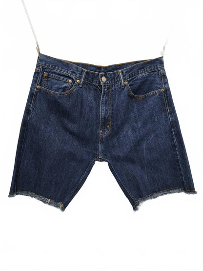 Vintage Levi's 505 Dark Indigo Raw Hem Denim Shorts 90s Skater Grunge Jorts W36